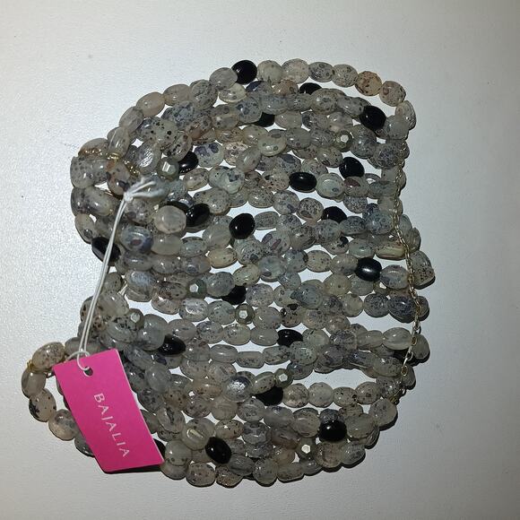 Iris Apfel & Bajalia Gray & Black Stone Beaded Statement Necklace - Picture 4 of 5